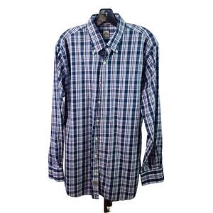 Peter Millar Blue White Pink Button Down Men's Long Sleeve Shirt Large